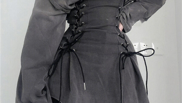 New Fairycore Grunge Goth Corset Dress Women Aesthetic Harajuku Streetwear Bandage Slim Bodycon Dress Y2k 90s