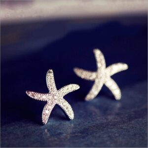 New Fashion Anti allergic 925 Sterling Silver Jewelry Micro embedded Crystal Starfish Personality Exquisite Earrings E037 1