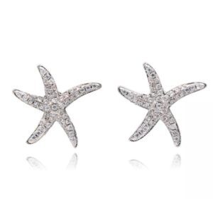 New Fashion Anti allergic 925 Sterling Silver Jewelry Micro embedded Crystal Starfish Personality Exquisite Earrings E037 3