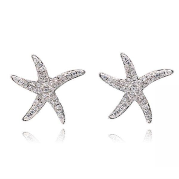 New Fashion Anti allergic 925 Sterling Silver Jewelry Micro embedded Crystal Starfish Personality Exquisite Earrings E037 3