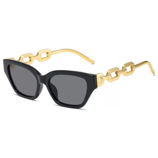 New Fashion Cat Eye Sunglasses Women Vintage Brand Designer Glasses Black Sun Glasses Female UV400 Golden 4