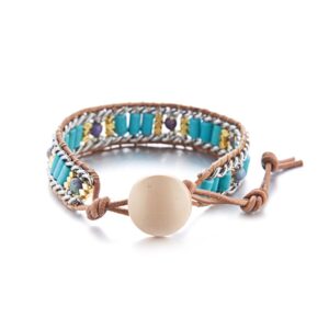 New Fashion Mixed Color Natural Stone Bracelet For Women Men Chakra Heart Wrap Leather Chain Bracelet 10.jpg 640x640 10