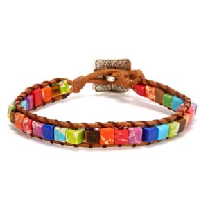New Fashion Mixed Color Natural Stone Bracelet For Women Men Chakra Heart Wrap Leather Chain Bracelet 13.jpg 640x640 13