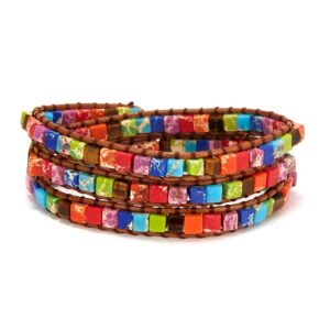 New Fashion Mixed Color Natural Stone Bracelet For Women Men Chakra Heart Wrap Leather Chain Bracelet 14.jpg 640x640 14