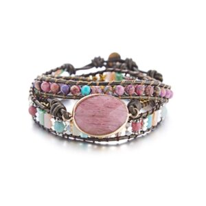 New Fashion Mixed Color Natural Stone Bracelet For Women Men Chakra Heart Wrap Leather Chain Bracelet 9.jpg 640x640 9
