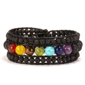 New Fashion Mixed Color Natural Stone Bracelet For Women Men Chakra Heart Wrap Leather Chain Bracelet.jpg 640x640