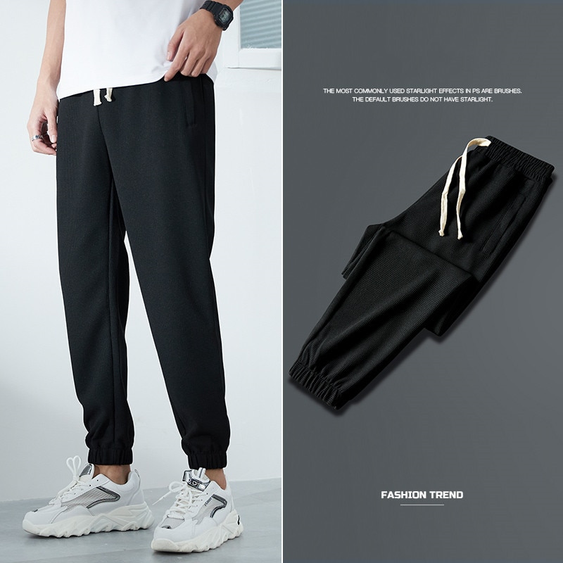 New Fashion Waffle Long Pants Men S Spring And Autumn Loose 105Kg Running Student Youth Trend 4