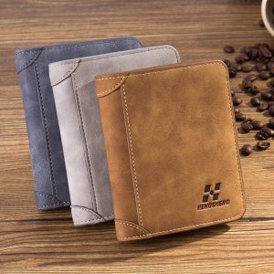 New Men s Wallet Short Frosted Leather Wallet Retro Two Fold Vertical Wallet Youth Korean Multi 1