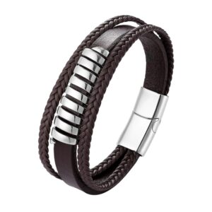 New Multi Layer Genuine Leather 8 words Bracelet For Men Stainless Steel Magnetic Clasp Fashion Bangles 5.jpg 640x640 5