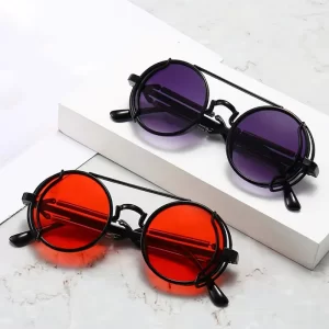 New Punk Small Frame Circle Sunglasses Men’s Hollow Out Mirror Legs are Fashion Sun Glasses Women Street Shooting Eyewear UV400