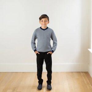 New Sweater AP Herringbone SweaterAP 2024 Fall Boys V neck Sweater 100 Natural Cotton Kids Geometric