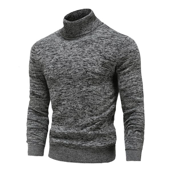 New Winter Men s Turtleneck Sweaters Cotton Slim Knitted Pullovers Men Solid Color Casual Sweaters Male 4
