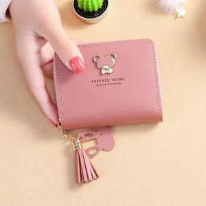 New Women s Wallet Short Style Cartoon Cute Bear Wallets Coin Purses Bag Girl Small Lady 1