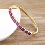 Nidin New Luxury Geometric Zircon Bracelet Bangles Women