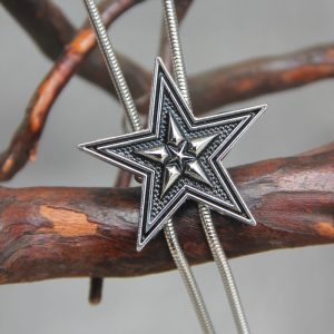 Original designer bolotie stainless steel rope alloy five pointed star pendant bolo tie for neck tie