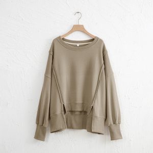 Oversized Cotton Women Sweatshirts Long Sleeve Patchwork Open Side Streetwear Harajuku Pullovers Autumn Clothes For jpg x