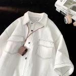 Oversized Short Sleeve Shirt For Men Streetwear Blouse