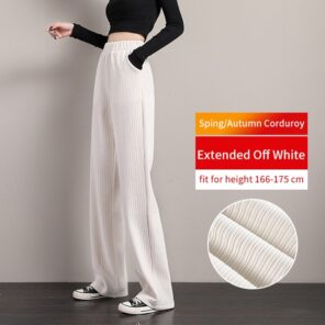 PELEDRESS Loose Corduroy Pants Women High Waist Black White Harajuku Korean Style Beige Plaid Wide Leg 1.jpg 640x640 1