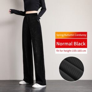 PELEDRESS Loose Corduroy Pants Women High Waist Black White Harajuku Korean Style Beige Plaid Wide Leg 2.jpg 640x640 2