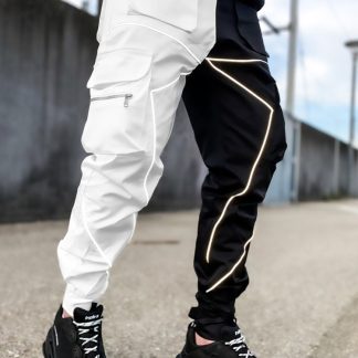 PFNW Solid Topstitched Pocket Cargo Pants Men s Dark Hihg Street Streetwear Autumn Loose Trend Techwear