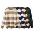 PUWD Cute Girls O Neck Striped Sweaters Pullover