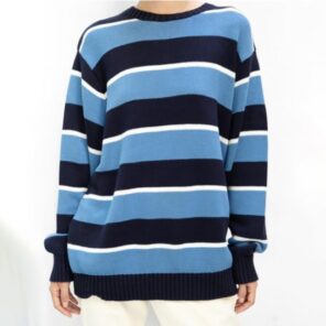 PUWD Cute Girls O Neck Striped Sweaters Pullover Cotton 2022 Spring Autumn Fashion Ladies Y2K Loose 3.jpg 640x640 3