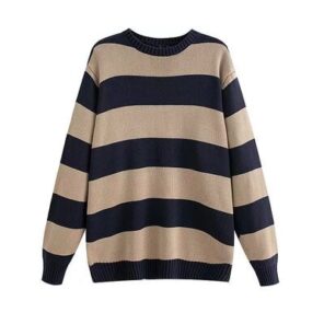 PUWD Cute Girls O Neck Striped Sweaters Pullover Cotton 2022 Spring Autumn Fashion Ladies Y2K Loose 4.jpg 640x640 4