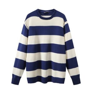 PUWD Cute Girls O Neck Striped Sweaters Pullover Cotton 2022 Spring Autumn Fashion Ladies Y2K Loose 5.jpg 640x640 5