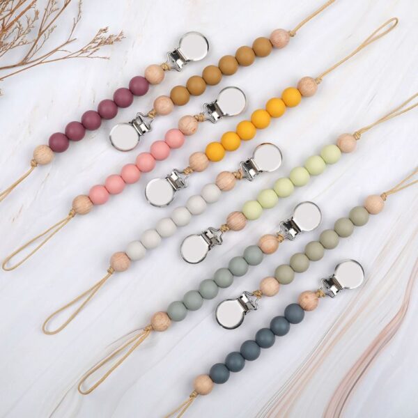 Pacifier Clips Chain Silicone Beads BPA Free DIY Dummy Clip Holder Soother Chains Baby Teething Toys 5