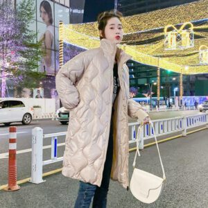 Parka Women s long standing collar winter new Korean bright face over knee jacket Winter .jpg x