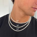 Pearl Necklace Men Simple Handmade Strand Bead Necklace