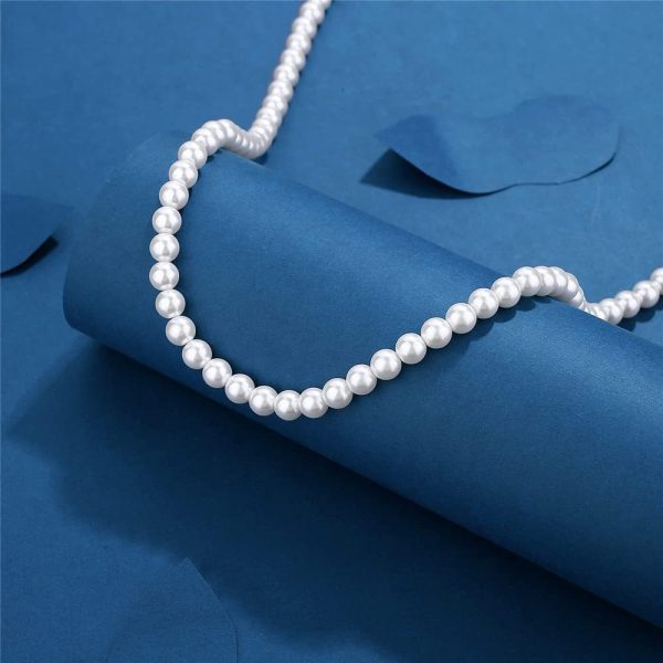 Pearl Necklace Men Simple Handmade Strand Bead Necklace 2022 New Trendy Men Jewelry for Women Girls 4