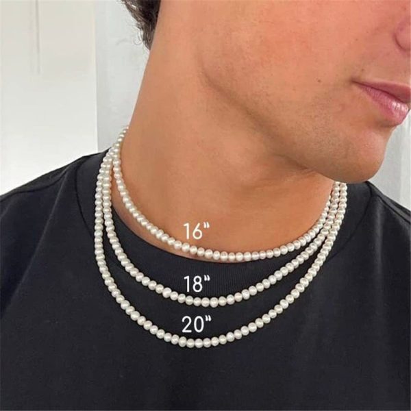 Pearl Necklace Men Simple Handmade Strand Bead Necklace 2022 New Trendy Men Jewelry for Women Girls