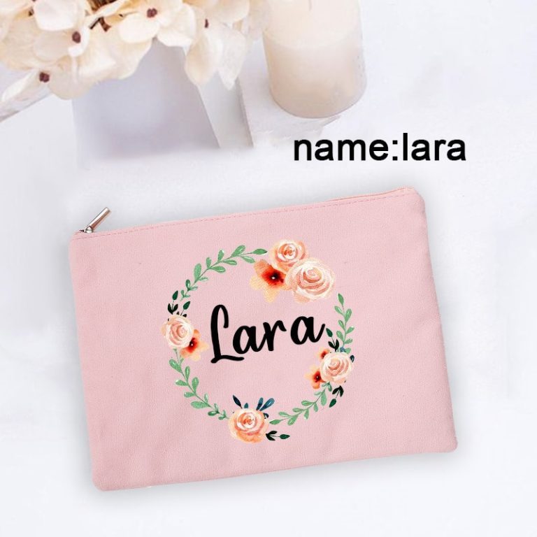 Personal Custom Name Flower Makeup Bag Pouch Travel Outdoor Girl Women Cosmetic Bags Toiletries Organizer Lady 1