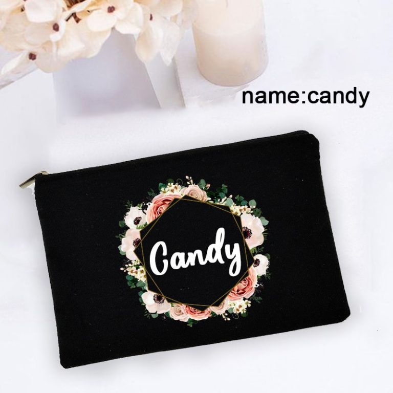 Personal Custom Name Flower Makeup Bag Pouch Travel Outdoor Girl Women Cosmetic Bags Toiletries Organizer Lady 2