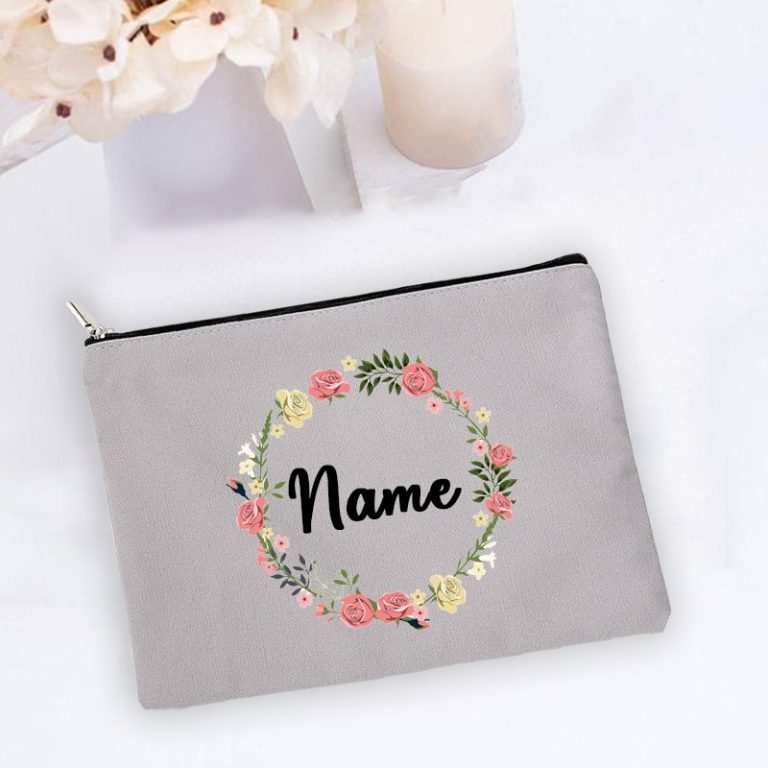 Personal Custom Name Flower Makeup Bag Pouch Travel Outdoor Girl Women Cosmetic Bags Toiletries Organizer Lady 4