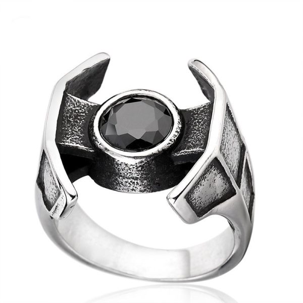 Personality Black Zircon Star Trek Rings for Men Women s Opening Adjustable Finger Ring Engagement Wedding