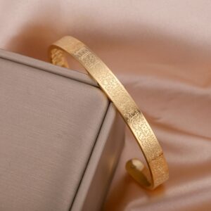 Personalized Ayatul Kursi Cuff Bangles For Women Gold Stainless Steel Arbic Bracelet God Messager Islam Muslim 1