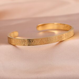Personalized Ayatul Kursi Cuff Bangles For Women Gold Stainless Steel Arbic Bracelet God Messager Islam Muslim 5