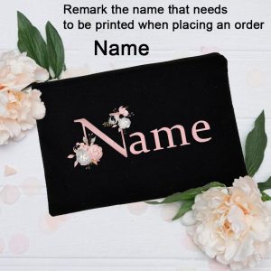 Personalized Custom Initial Name Makeup Bag Bridal Cosmetic Case Canvas Monogram Toiletry Pouch Gifts for Bridesmaid 1