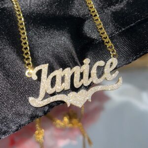 Custom Bling Name Necklace | Gold Stainless Steel Cuban Chain Choker for Women