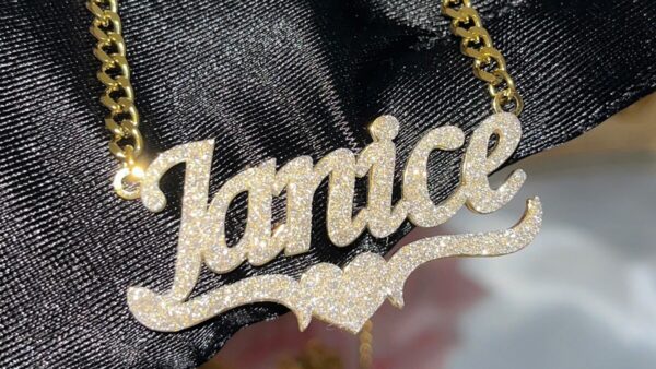 Personalized Name Necklace Custom Bling Name Necklaces Gold Stainless Steel Cuban Chain Choker for Women Necklace