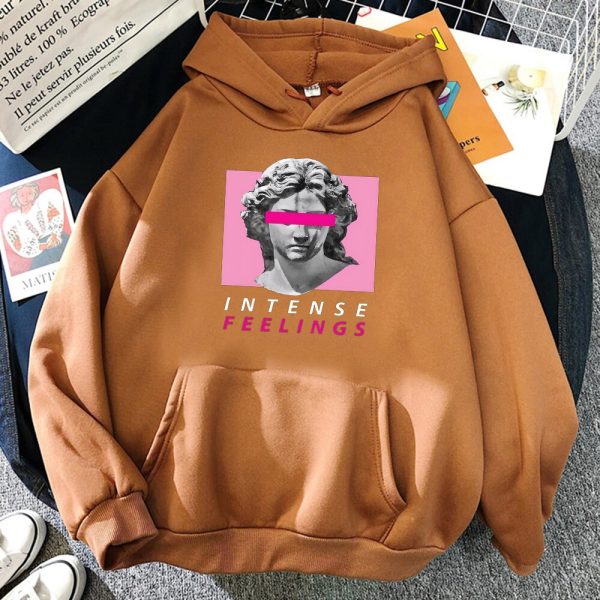 Pink Sculpture Intent Feelings Prints Hoodies Mens Casual Warm Clothing Harajuku Fleece Sweatshirt Autumn Streetwearmens Clothes 1