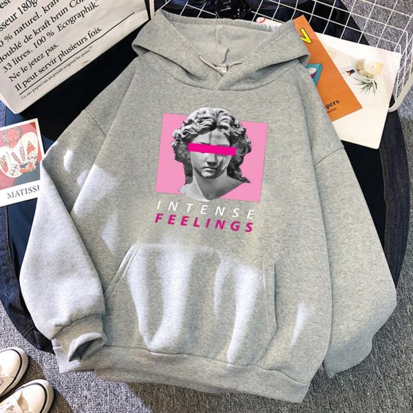 Pink Sculpture Intent Feelings Prints Hoodies Mens Casual Warm Clothing Harajuku Fleece Sweatshirt Autumn Streetwearmens Clothes 2