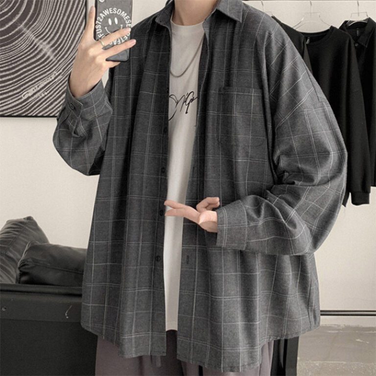 Plaid Shirt Men s fashion brand ins casual versatile shirt Korean fashion coat handsome clothes 2021 2