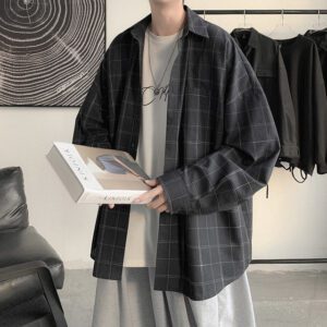 Plaid Shirt Men s fashion brand ins casual versatile shirt Korean fashion coat handsome clothes 2021.jpg 640x640