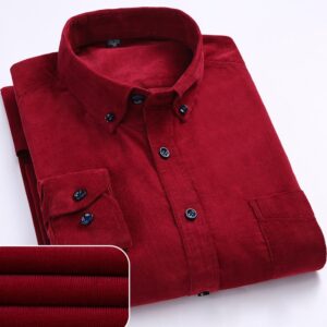Plus Size 6xl Autumn winter Warm Quality 100 cotton Corduroy long sleeved button collar smart casual 3