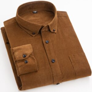 Plus Size 6xl Autumn winter Warm Quality 100 cotton Corduroy long sleeved button collar smart casual
