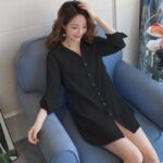 Plus Size Black Blouses Women Shirt Long Sleeves