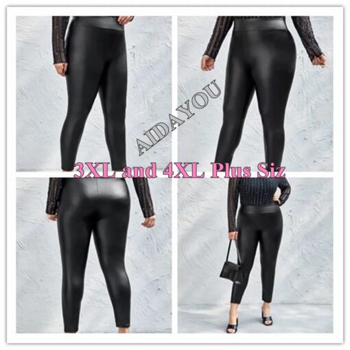 Plus Size Leggings for Women Big Size 5XL 6XL 7XL Black Girls Spandex Clothing Faux Leather